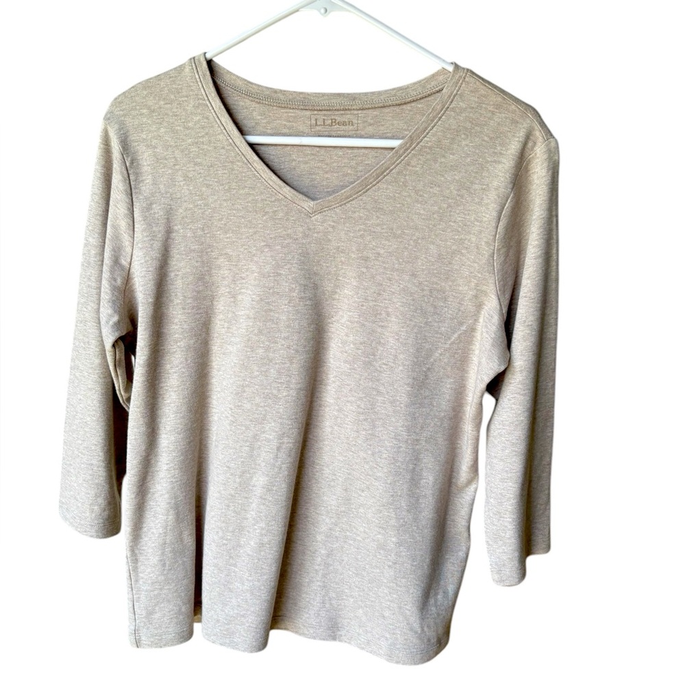 L.L. Bean Women's 100% Cotton Beige Top Sz L